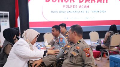 Sambut Hari Bhayangkara ke-80, Sidokkes Polres Agam Gelar Donor Darah di Aula Wibisono