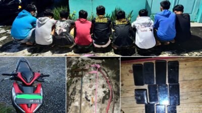 Cegah Tawuran Geng Motor, Polres Binjai Amankan 9 Remaja dan Sita Senjata Tajam